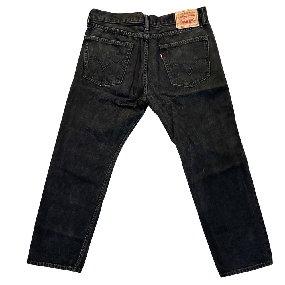 Levi's 505 Men's Jeans 34x29 Straight Leg Faded Black Denim Regular Fit Pants - Picture 2 of 14